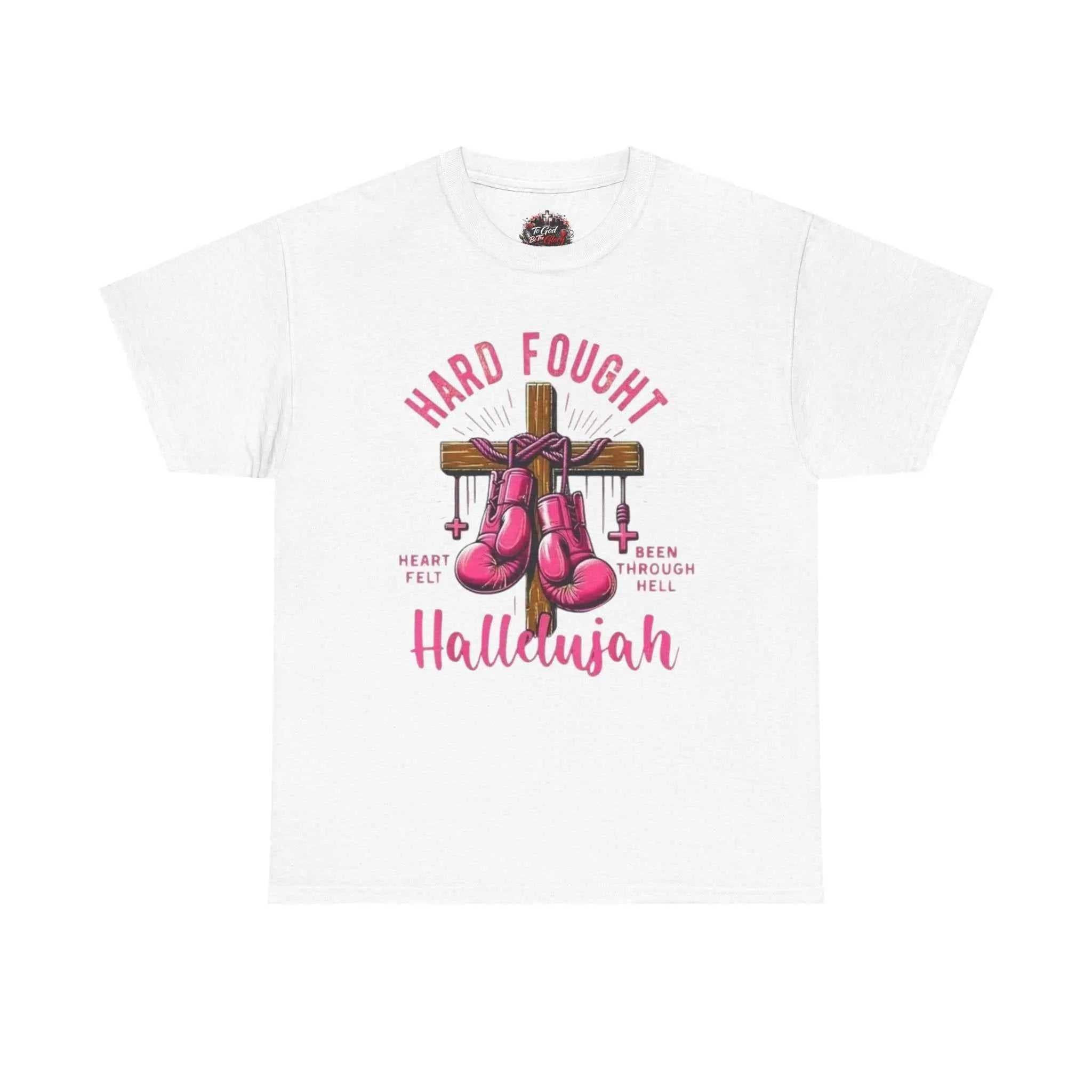 Hard fought Hallelujah Tee religious T-Shirt Printify White S