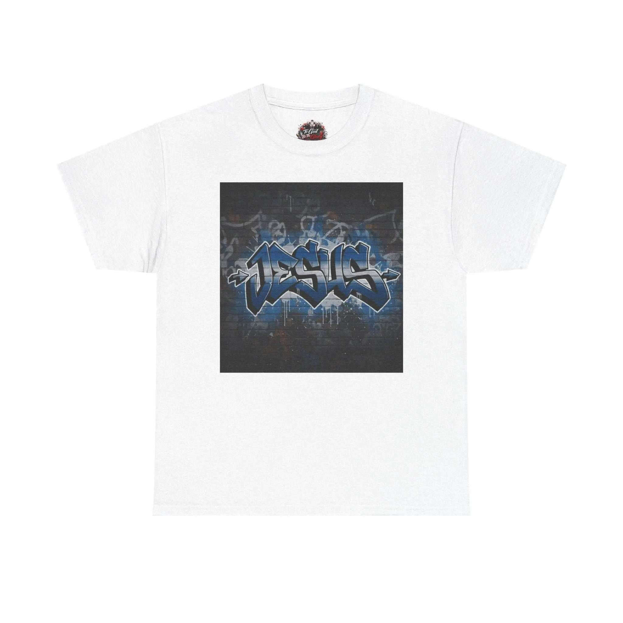 Graffiti Style Jesus Religious Tee T-Shirt Printify White S