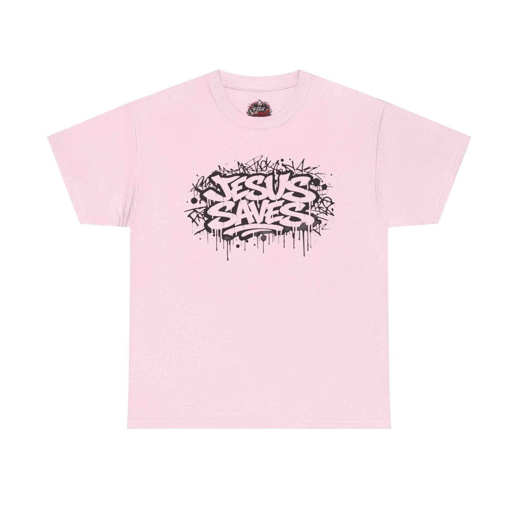 Jesus Saves Graffiti T-Shirt T-Shirt Printify Light Pink S