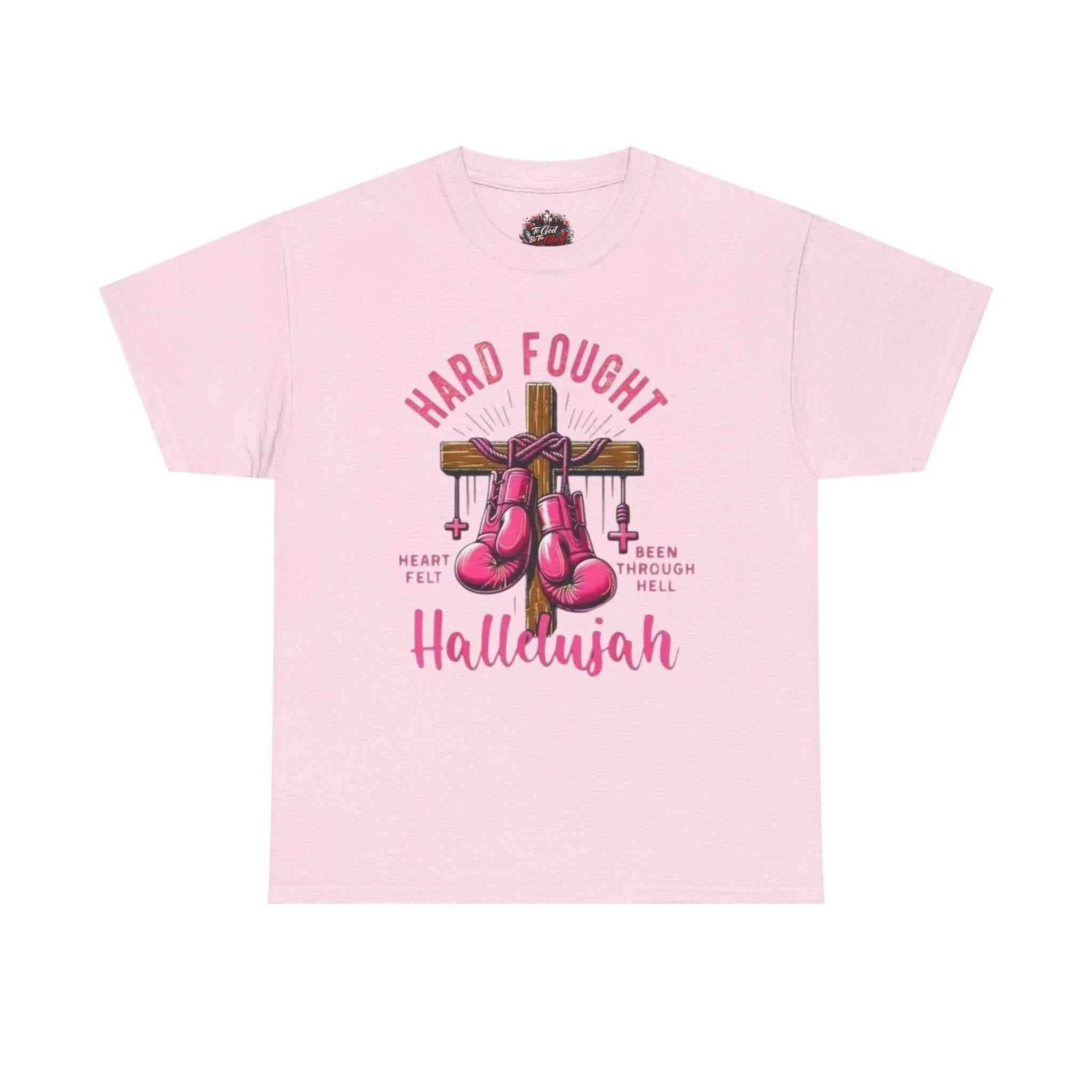 Hard fought Hallelujah Tee religious T-Shirt Printify Light Pink S