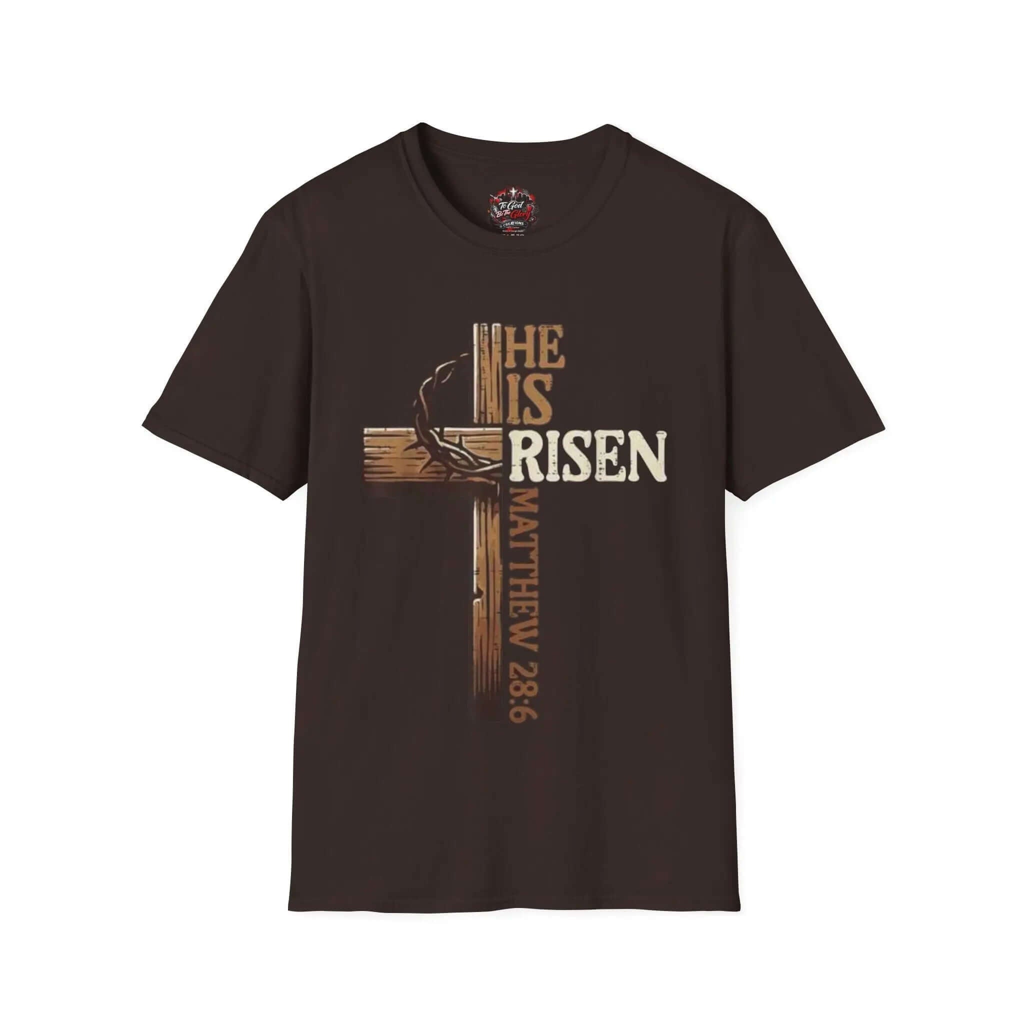 He is risen T-Shirt Religious unisex T-Shirt Printify Dark Chocolate S
