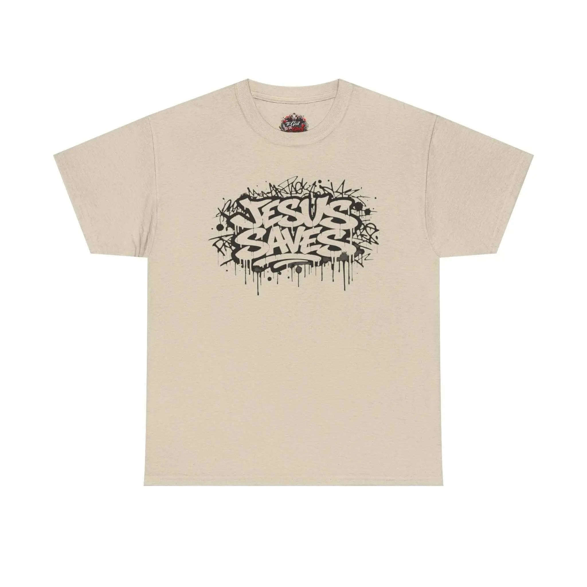 Jesus Saves Graffiti T-Shirt T-Shirt Printify Sand S