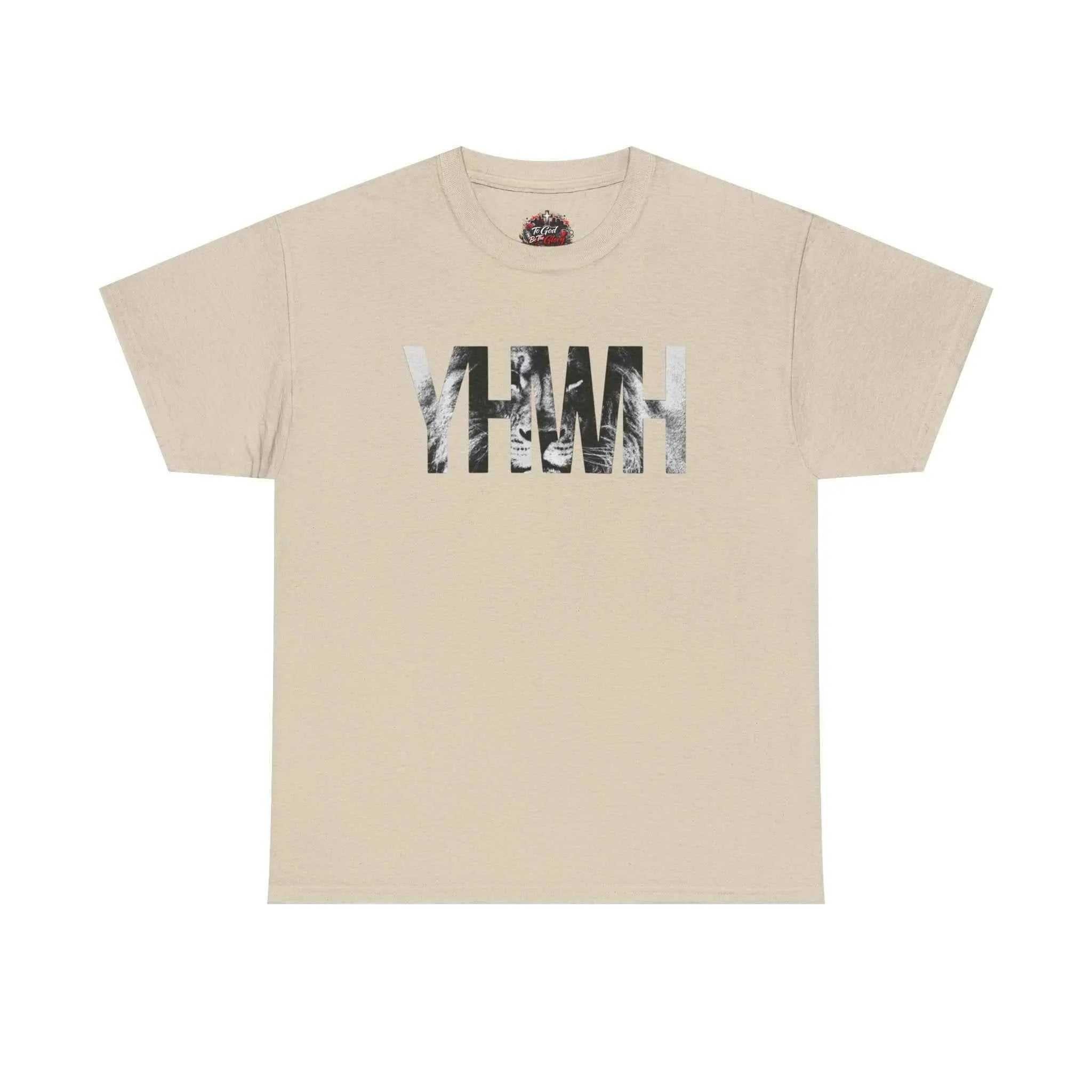 YHWH Marble Text T-Shirt — Minimalist Religious Faith Tee T-Shirt Printify Sand S