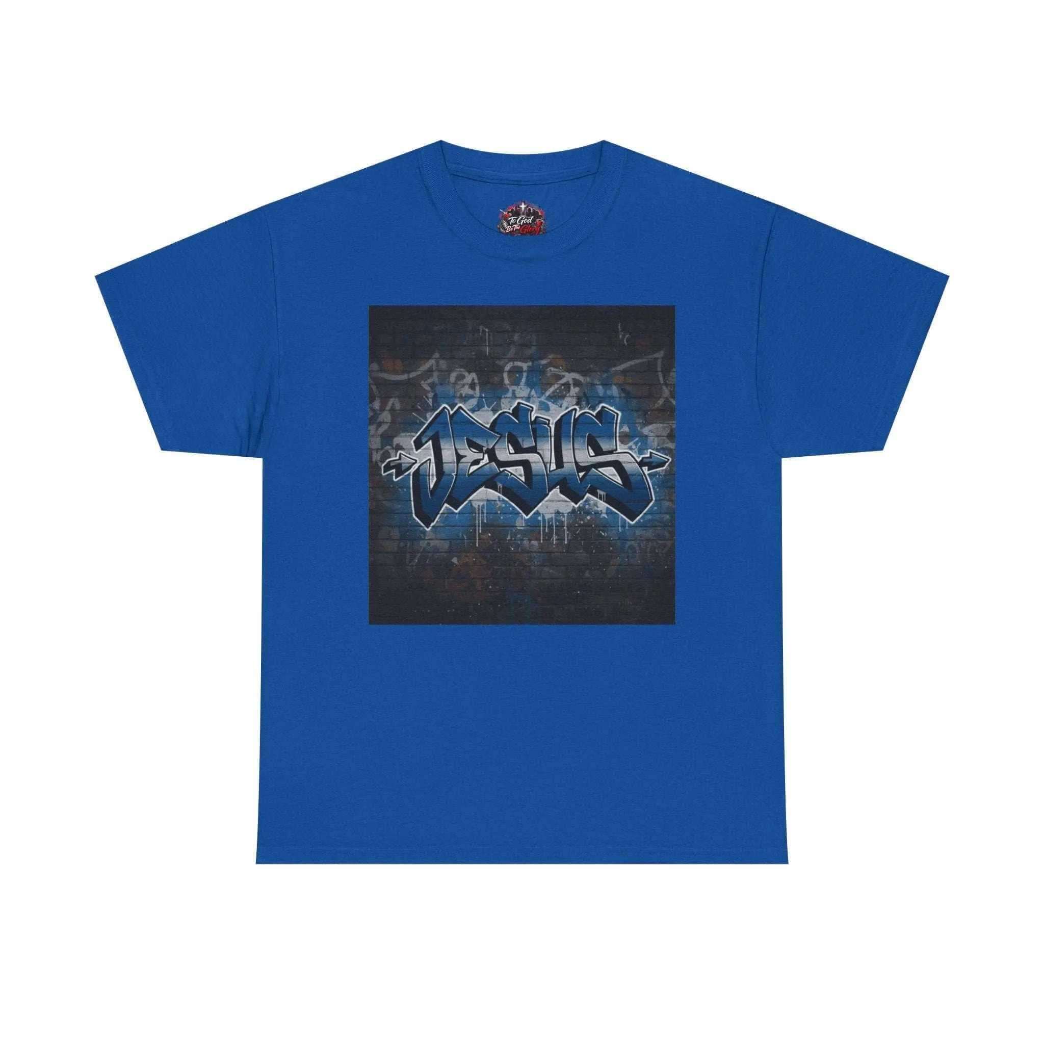 Graffiti Style Jesus Religious Tee T-Shirt Printify Royal S
