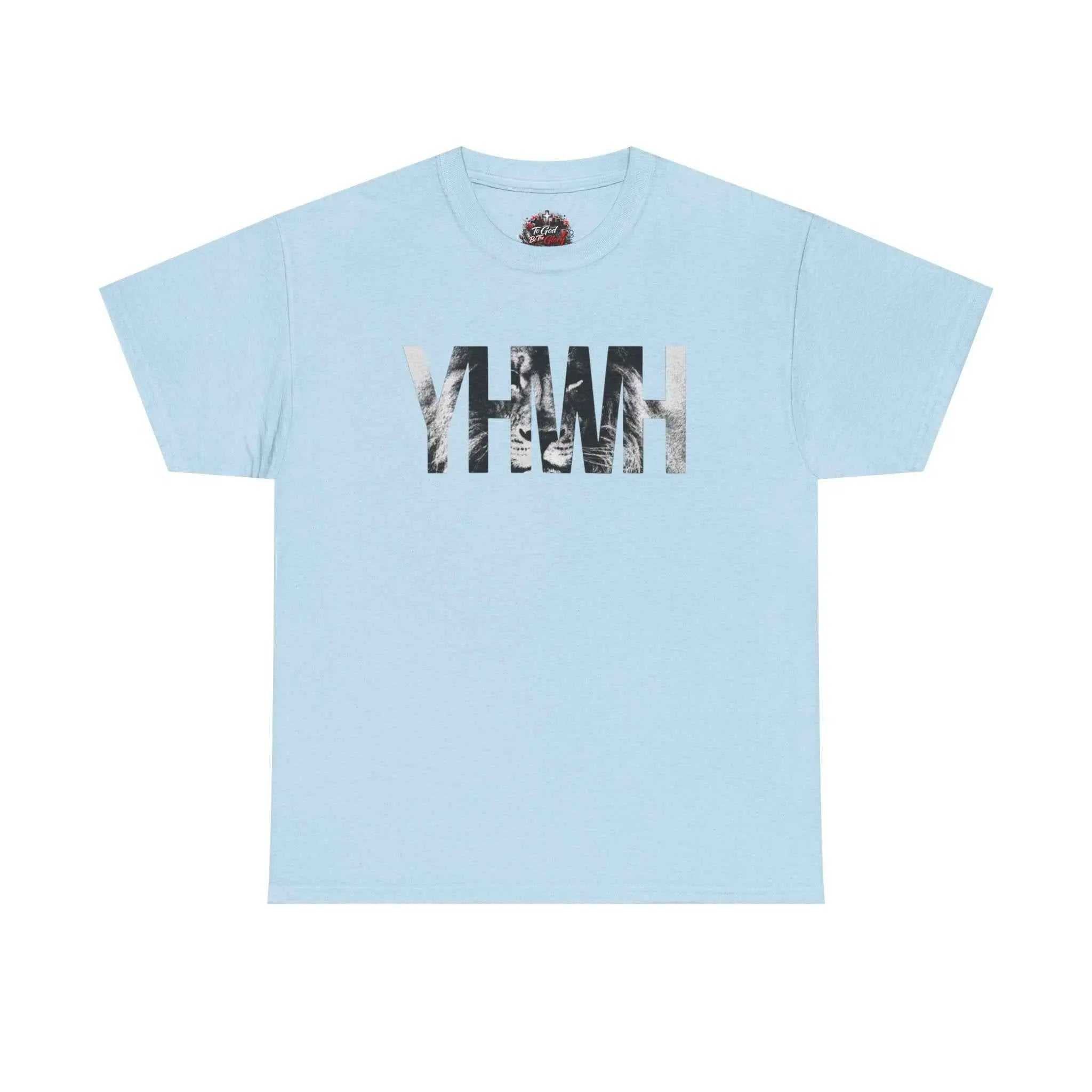 YHWH Marble Text T-Shirt — Minimalist Religious Faith Tee T-Shirt Printify Light Blue S