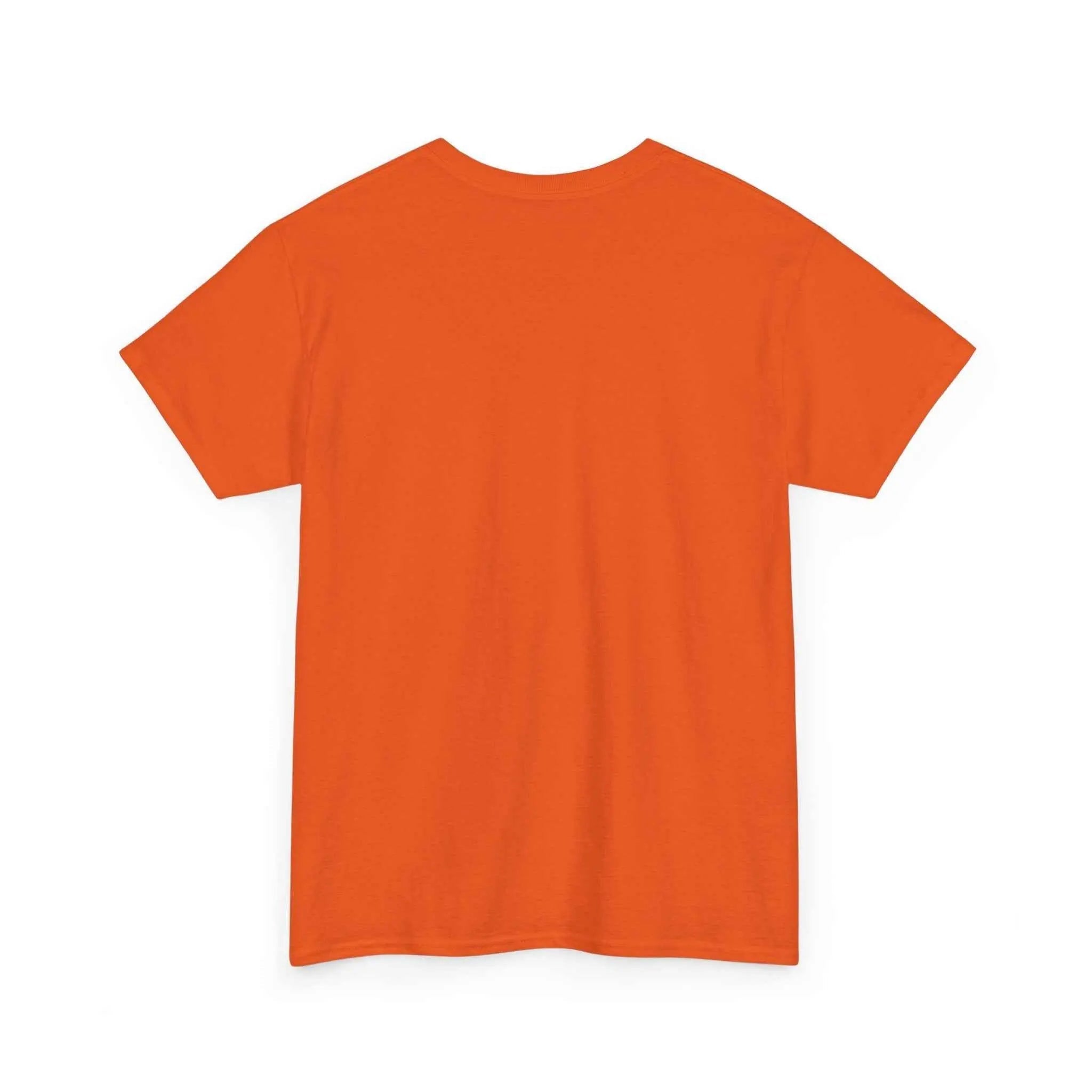 Back view of the Pray Hard Tee — Urban Streetwear Christian Graphic T-Shirt in vibrant orange.