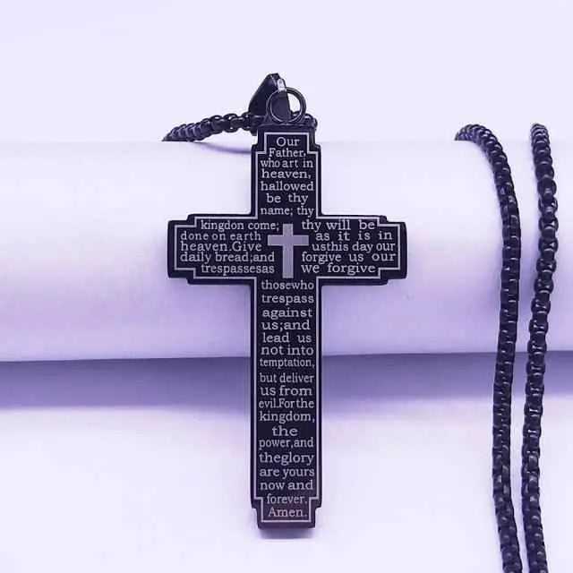 Christian Cross Stainless Steel necklace To God be The Glory Creations 60CM BOX BK