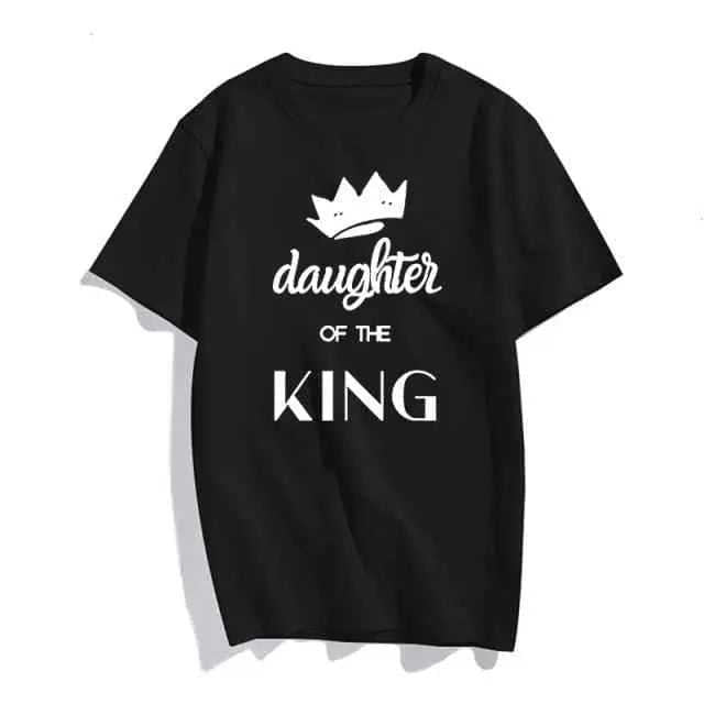 Christian T-Shirt Daughter of The King Letter Print T-shirt To God be The Glory Creations Black-3458 XXXL Females