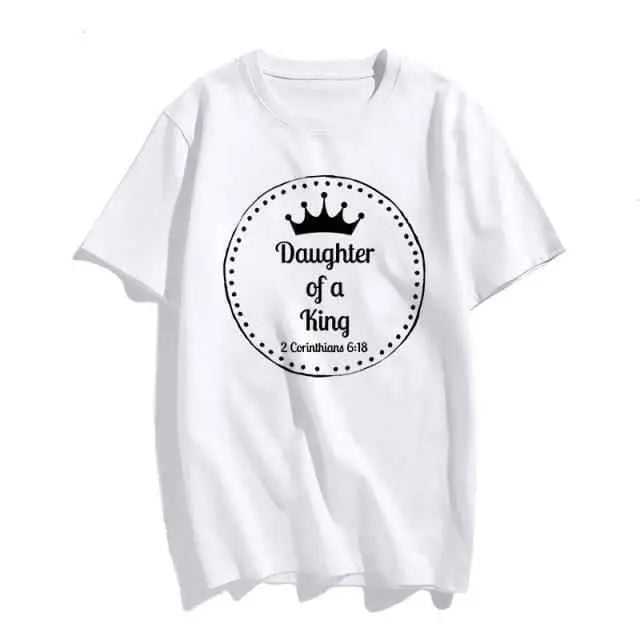 Christian T-Shirt Daughter of The King Letter Print T-shirt To God be The Glory Creations