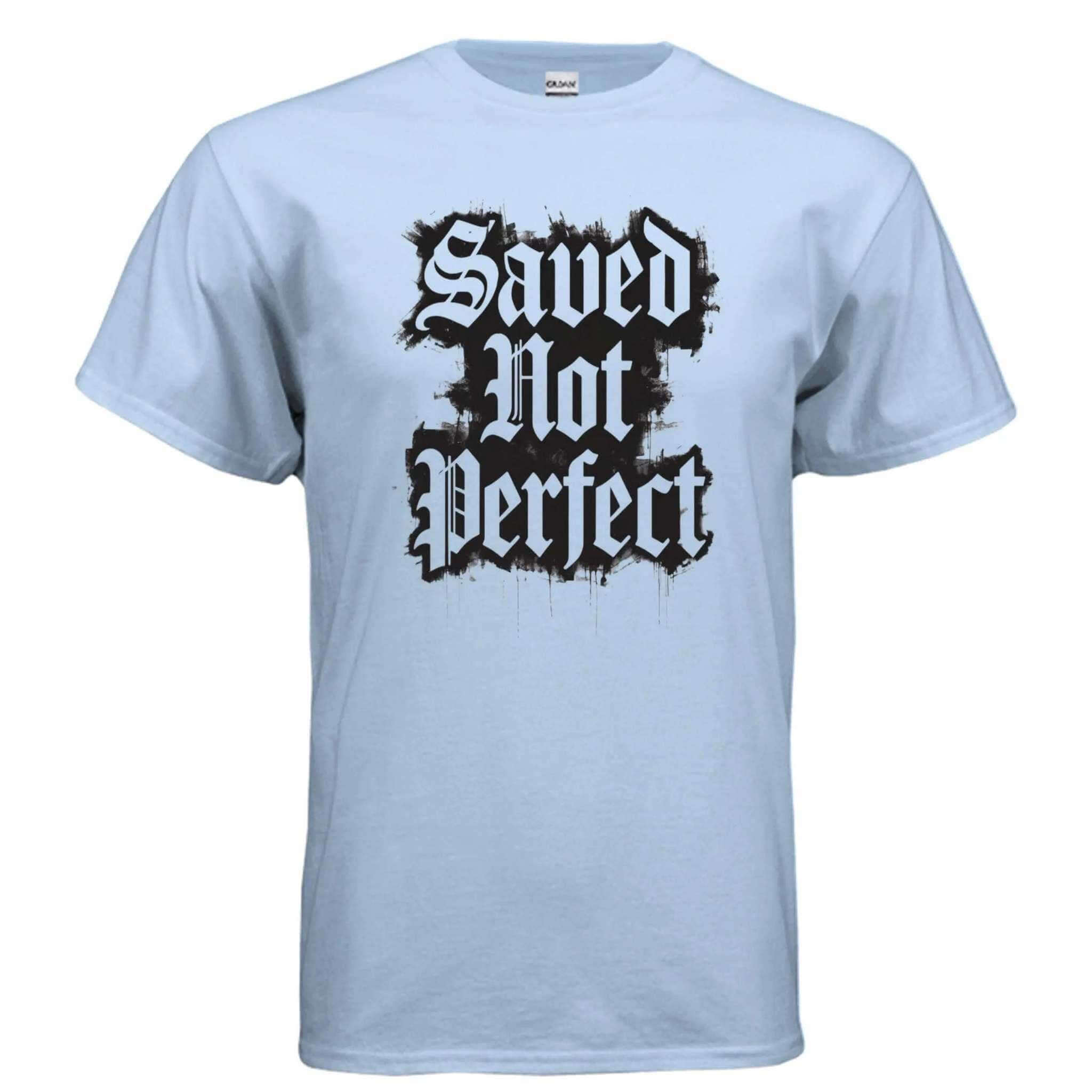 Saved Not Perfect T-Shirt To God be The Glory Creations LIGHT BLUE S