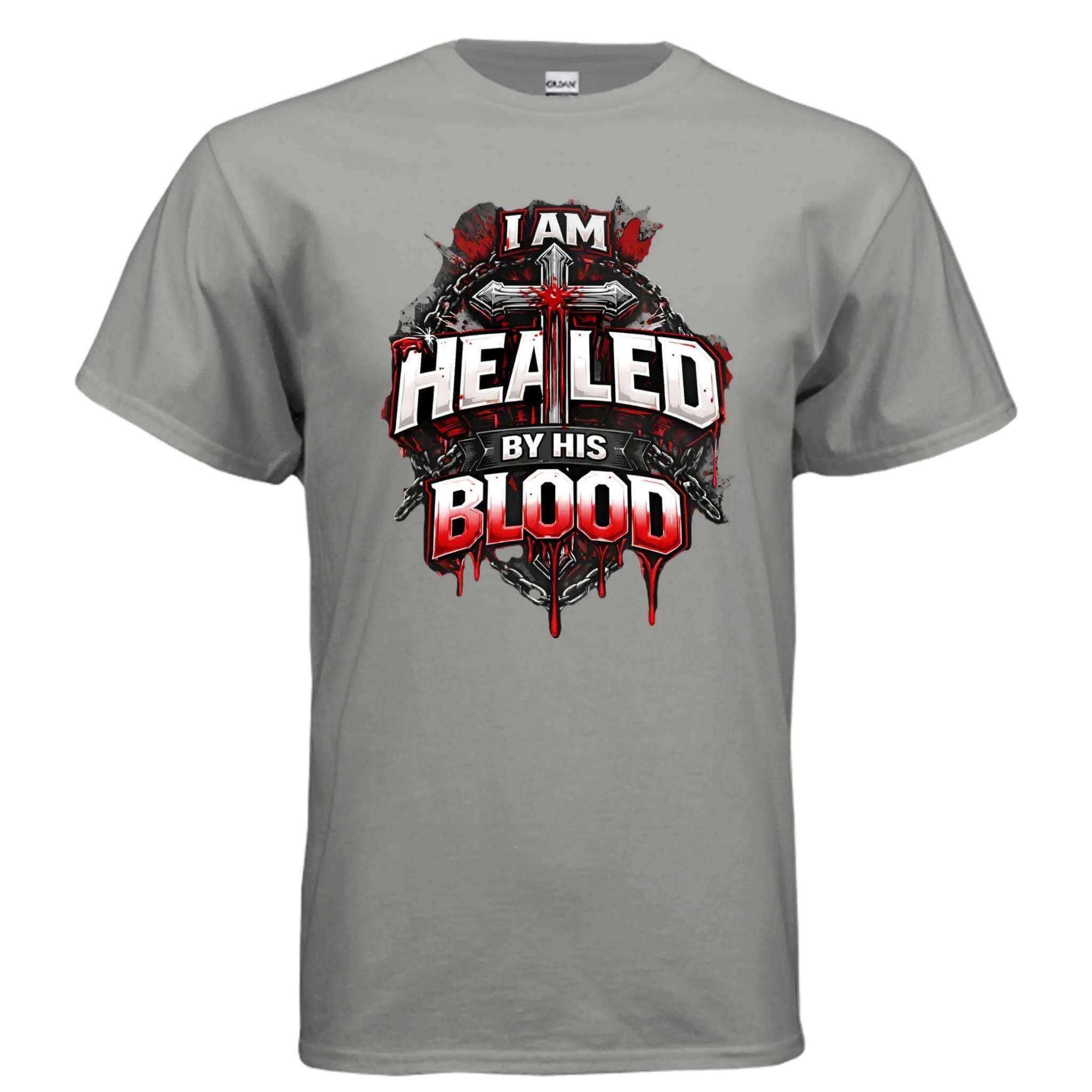 Healed by His Blood T-Shirt To God be The Glory Creations GRAVEL S