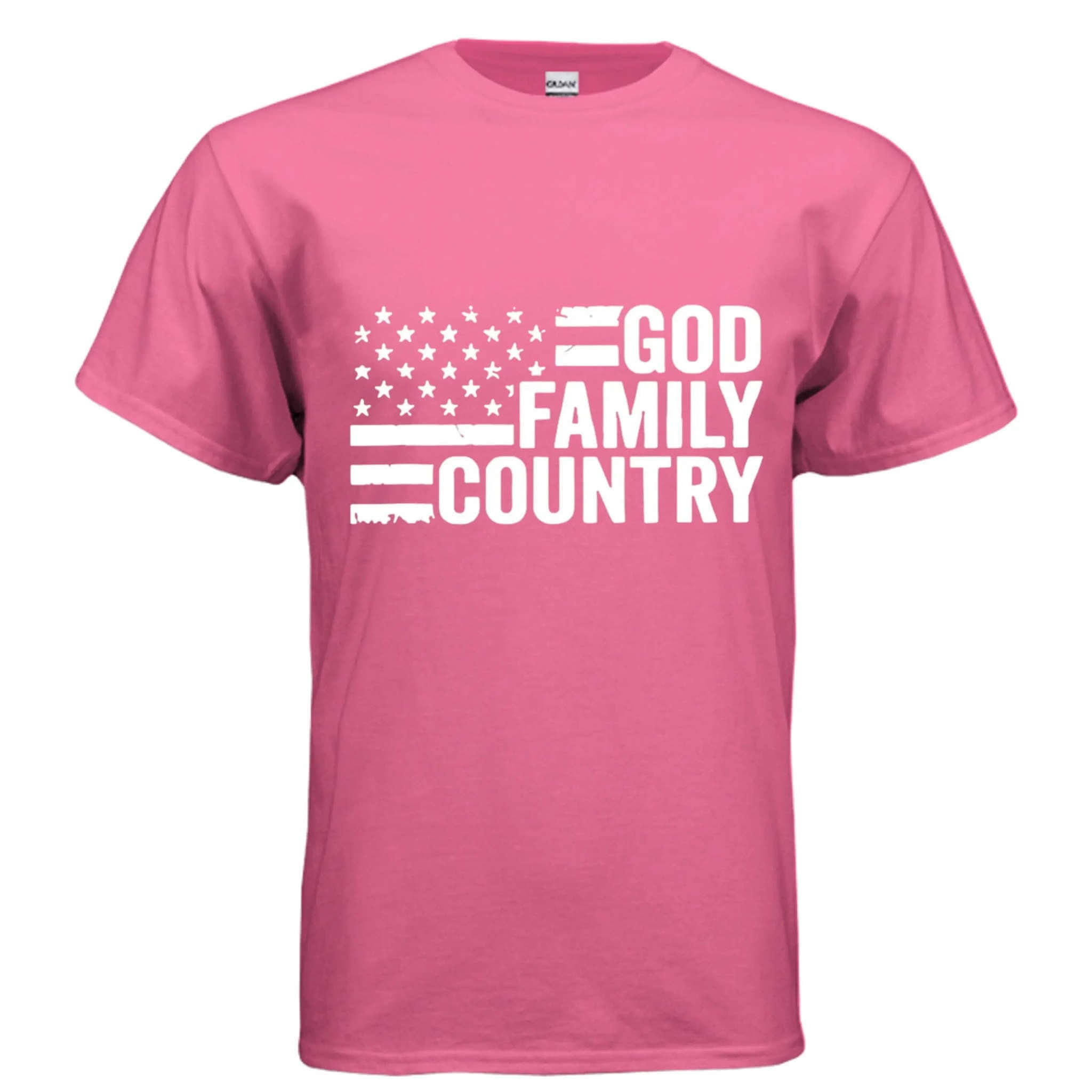 God Family Country religious tee T-Shirt To God be The Glory Creations SAFETY PINK S
