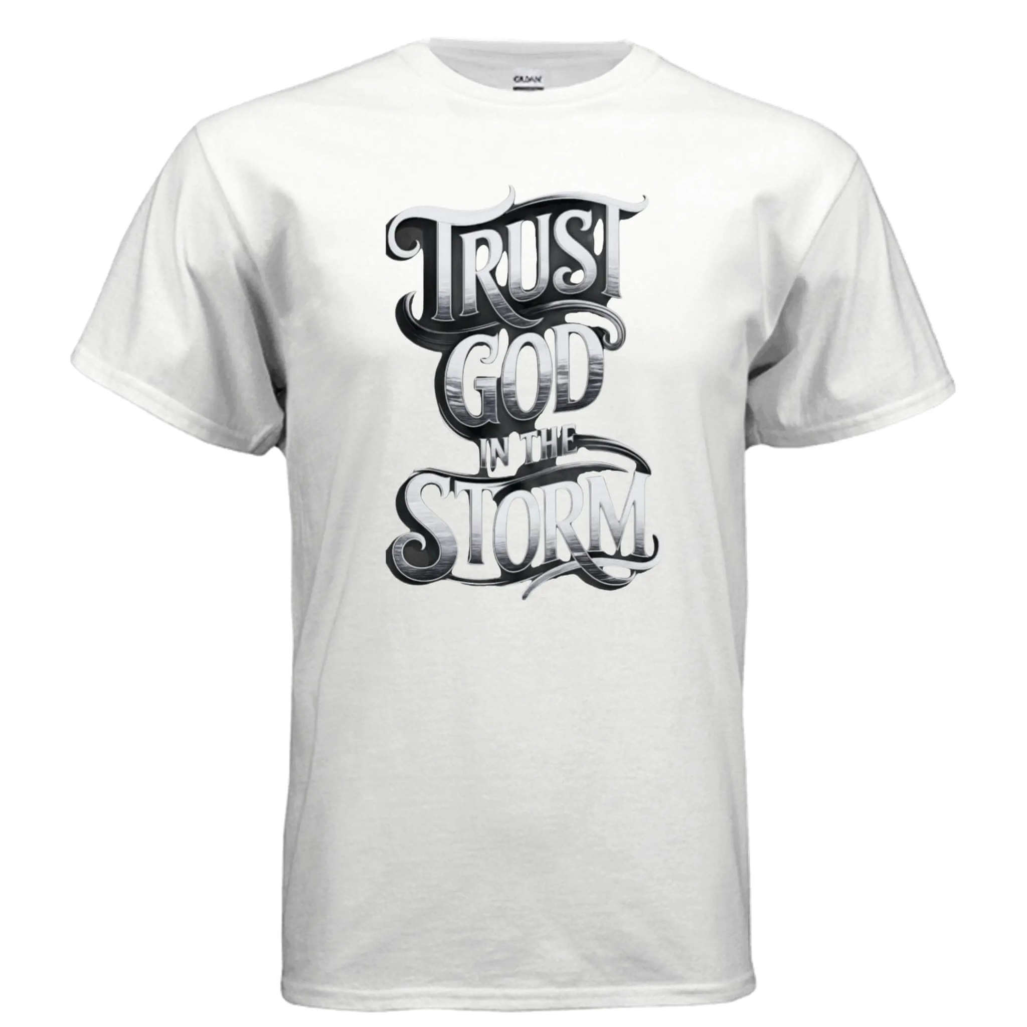 Trust God in the Storm Adult T-Shirt T-Shirt To God be The Glory Creations WHITE S