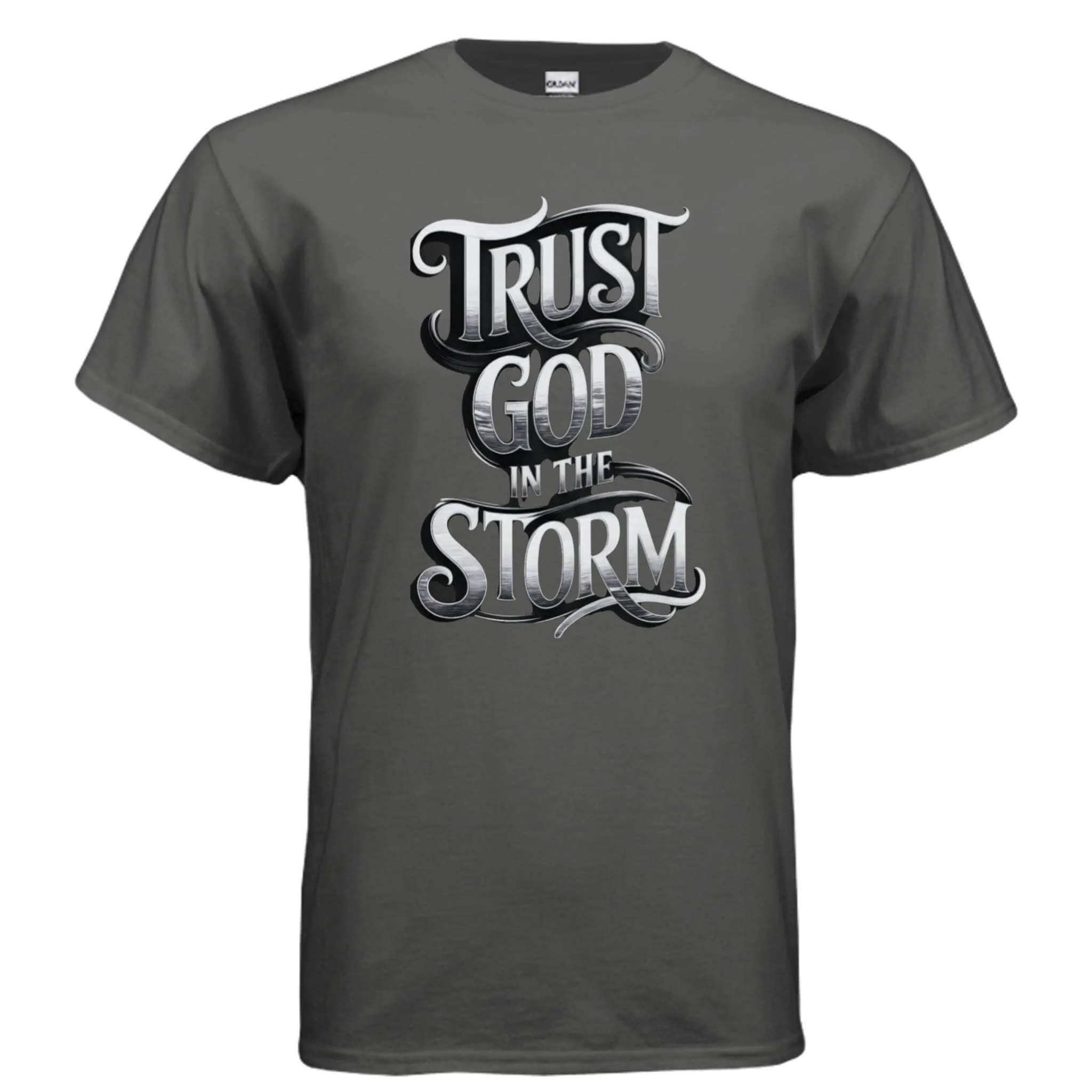 Trust God in the Storm Adult T-Shirt T-Shirt To God be The Glory Creations CHARCOAL S