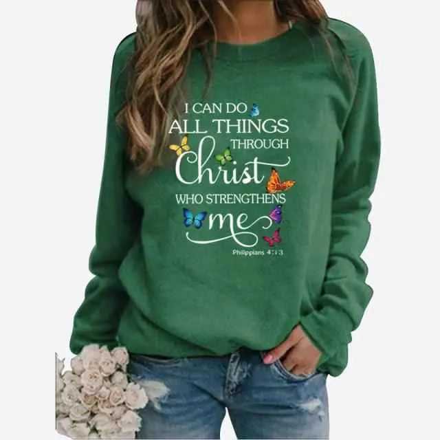 I Can Do All Things Through Christ Who Strengthens Me To God be The Glory Creations JY-YL012-Green S