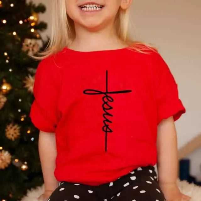 Jesus Cross Kids T Shirts comfortable To God be The Glory Creations Red-B 3XL-150