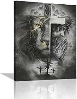 Jesus Lion And Lamb Canvas Art Decor To God be The Glory Creations 30x40cm no frame 11 CN