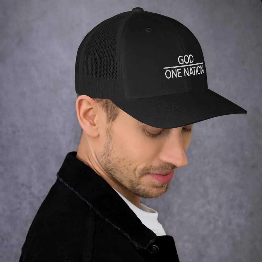 One Nation Trucker Cap Religious To God be The Glory Creations