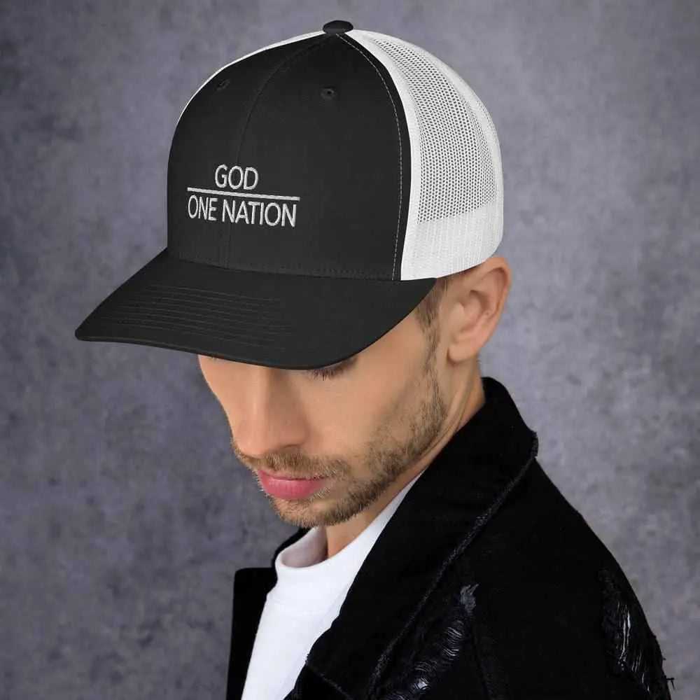 One Nation Trucker Cap Religious To God be The Glory Creations