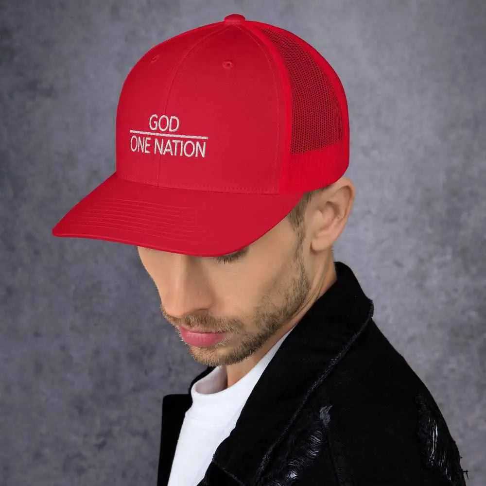 One Nation Trucker Cap Religious To God be The Glory Creations