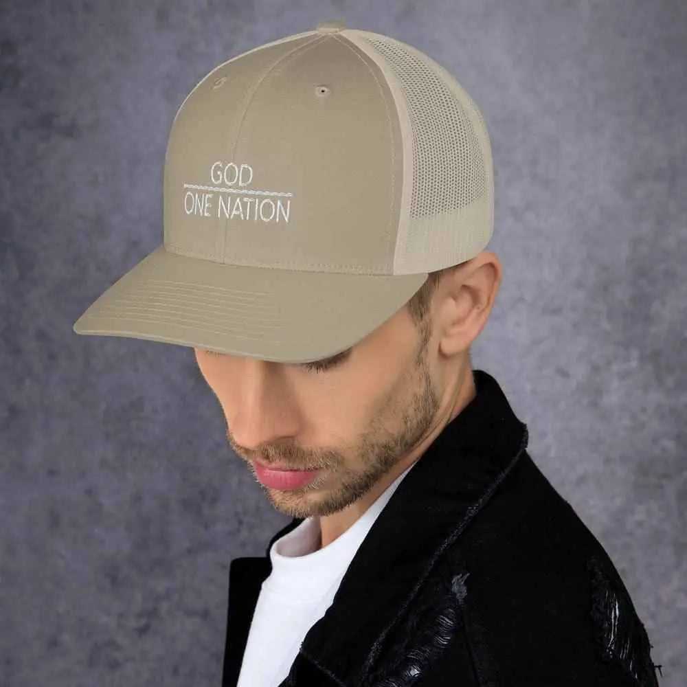 One Nation Trucker Cap Religious To God be The Glory Creations
