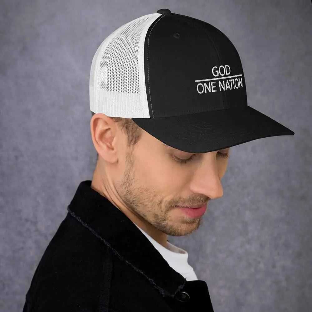 One Nation Trucker Cap Religious To God be The Glory Creations