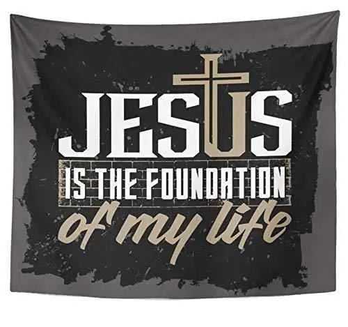 Polyester Fabric Print Tapestry Home Decor Christ Bible To God be The Glory Creations