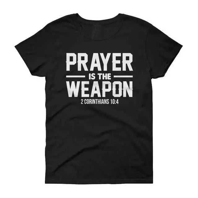 Prayer is the weapon corinthians t-shirt To God be The Glory Creations Black-white txt S