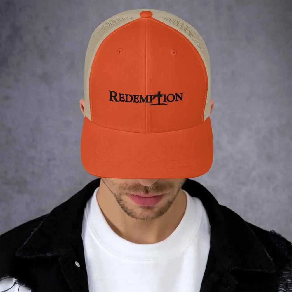 Redemption Trucker Cap religious unisex To God be The Glory Creations Rustic Orange/ Khaki