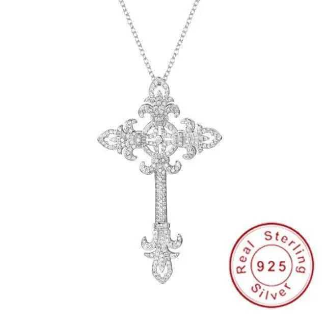 Silver Exquisite Bible Jesus Cross Pendant Necklace To God be The Glory Creations green