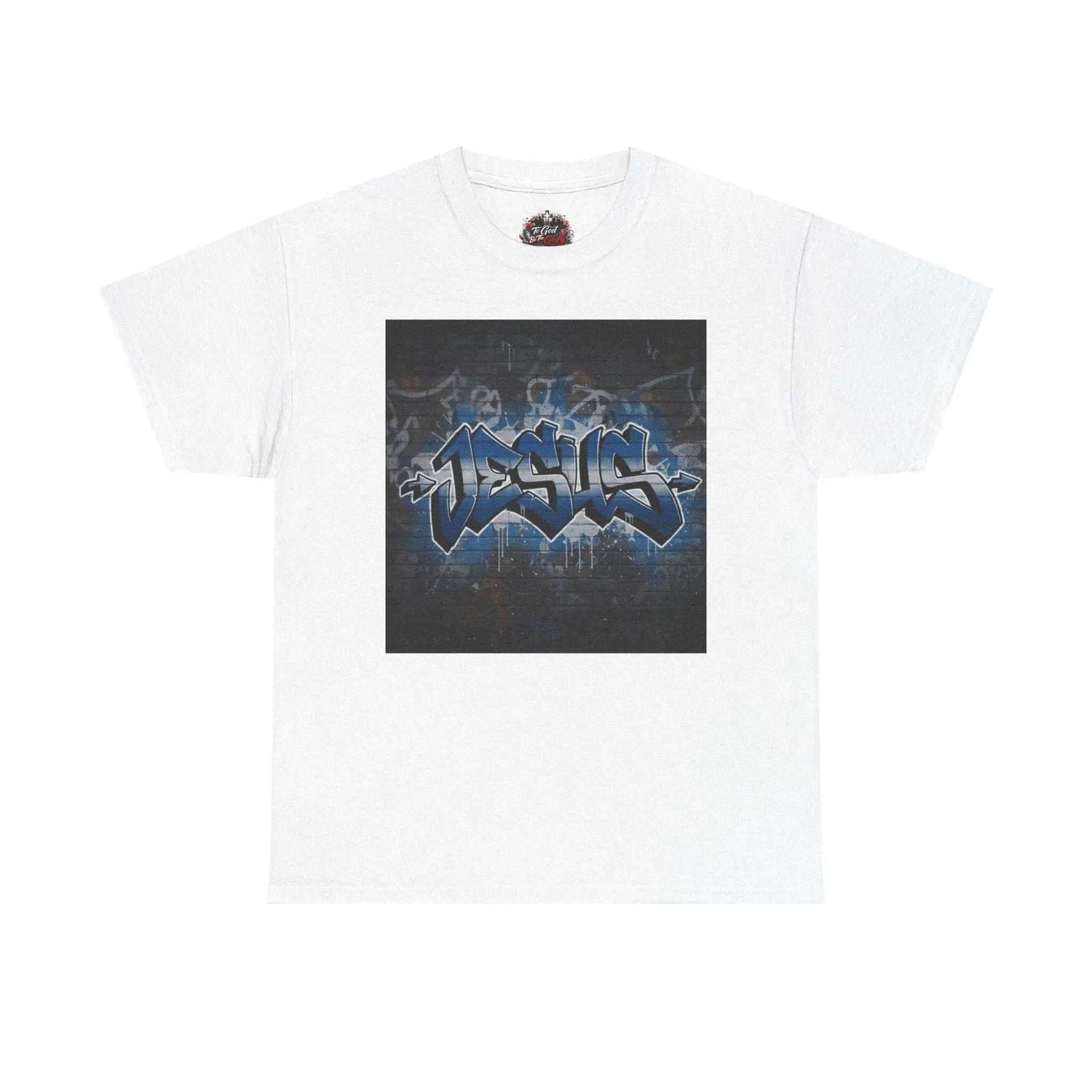 Graffiti Style Jesus Religious Tee T-Shirt Printify White S