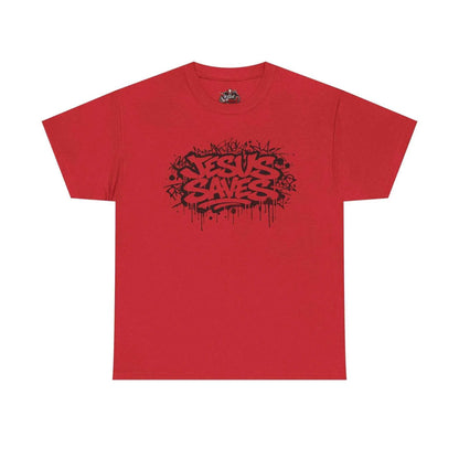Jesus Saves Graffiti T-Shirt T-Shirt Printify Red S