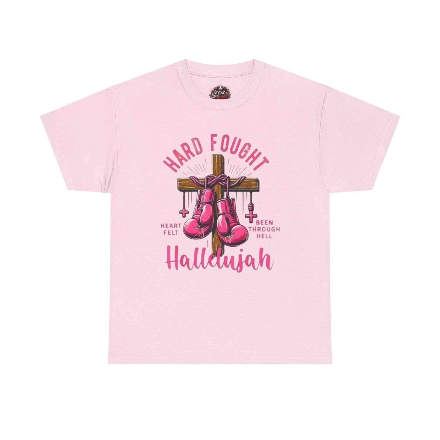 Hard fought Hallelujah Tee religious T-Shirt Printify Light Pink S