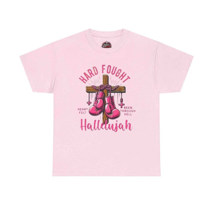 Hard fought Hallelujah Tee religious T-Shirt Printify Light Pink S