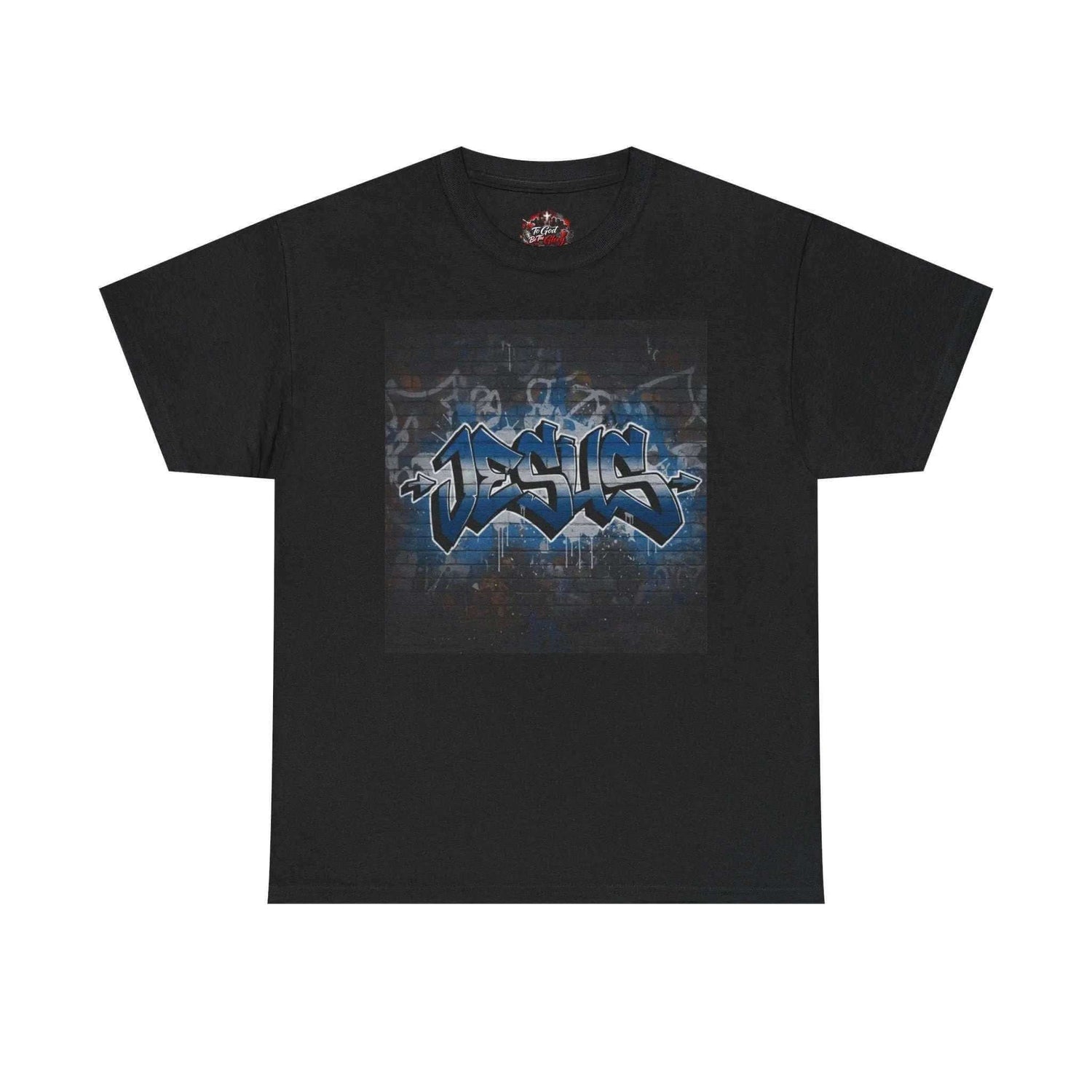 Graffiti Style Jesus Religious Tee T-Shirt Printify Black S