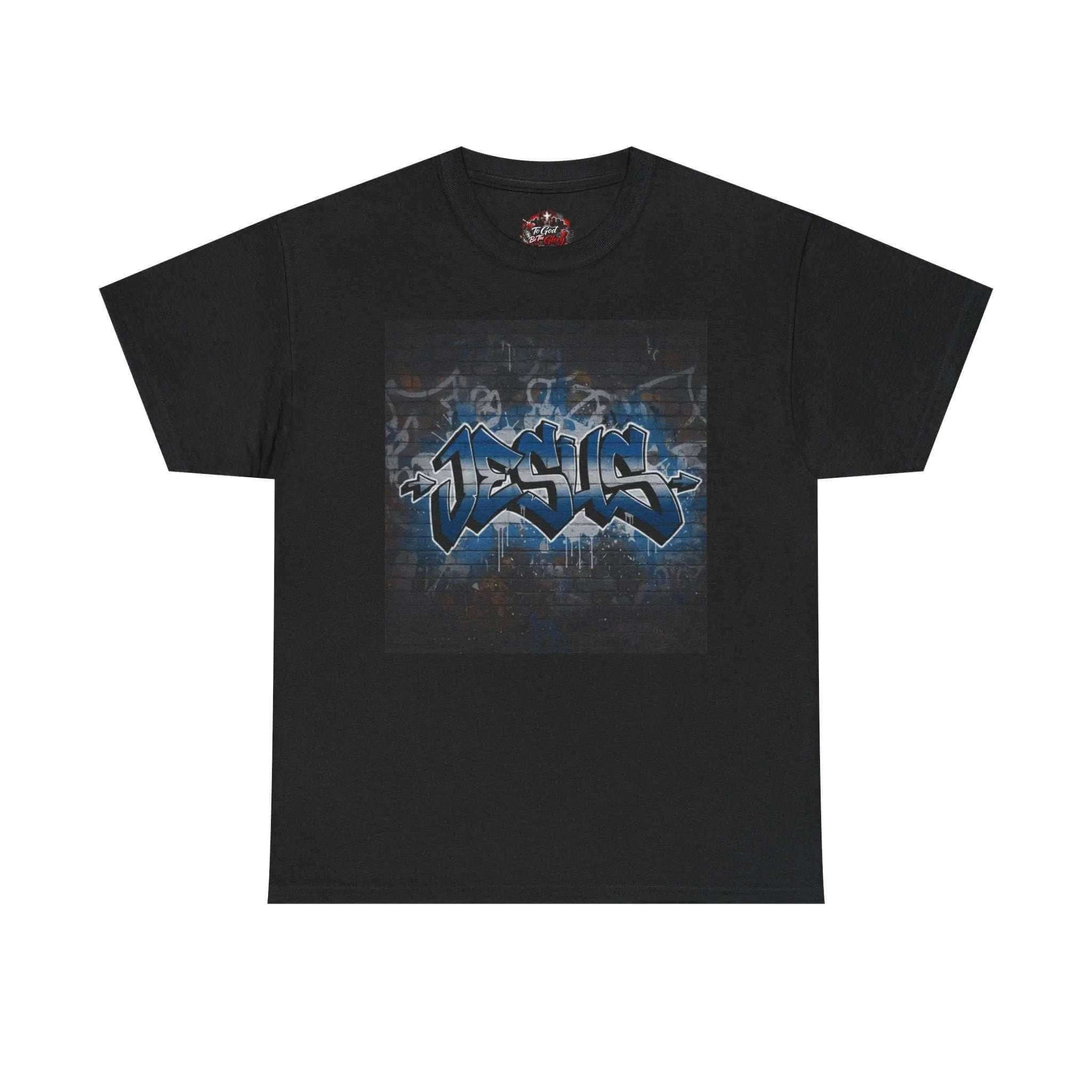 Graffiti Style Jesus Religious Tee T-Shirt Printify Black S