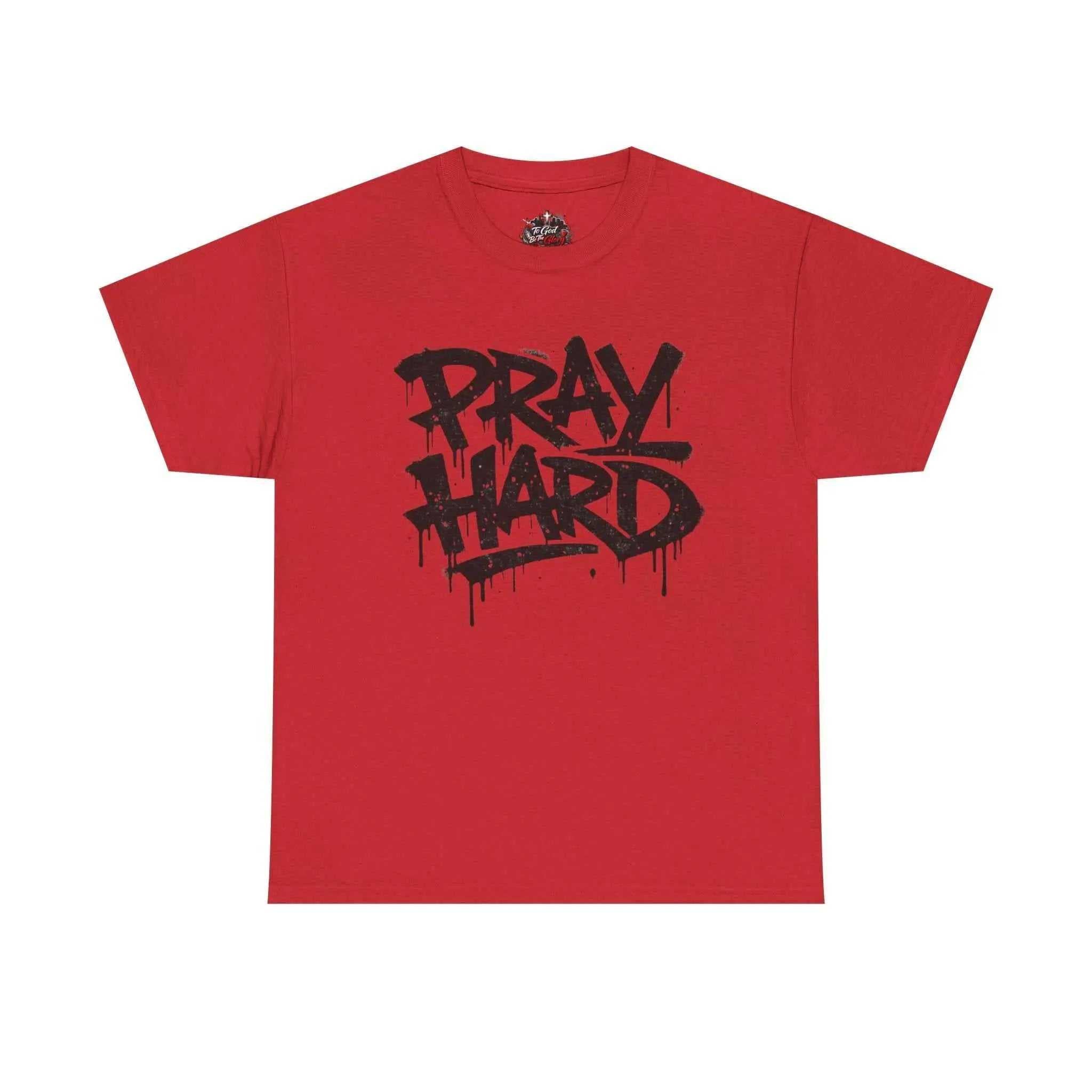 Pray Hard Tee — Urban Streetwear Christian Graphic T-Shirt T-Shirt Printify Red S