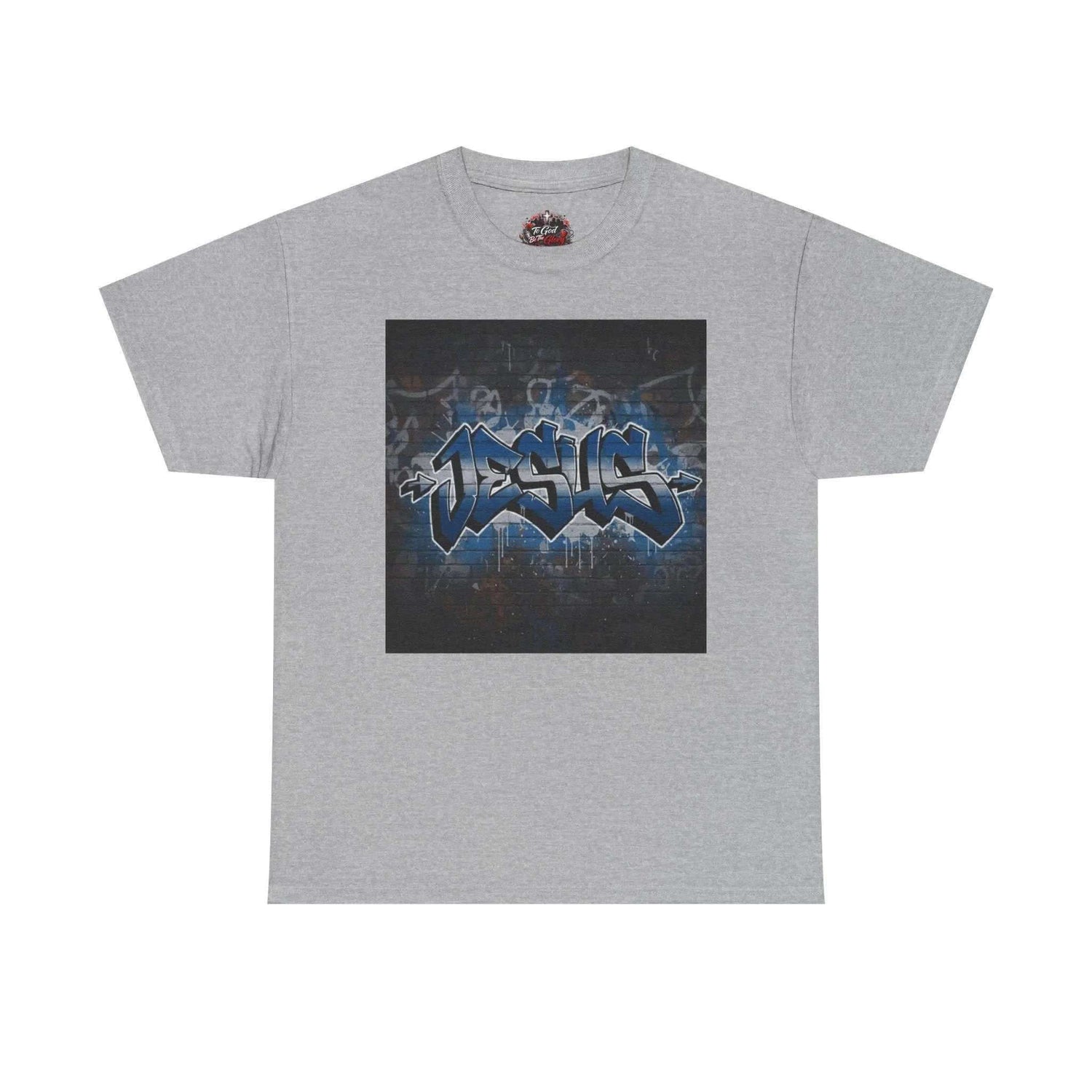 Graffiti Style Jesus Religious Tee T-Shirt Printify Sport Grey S