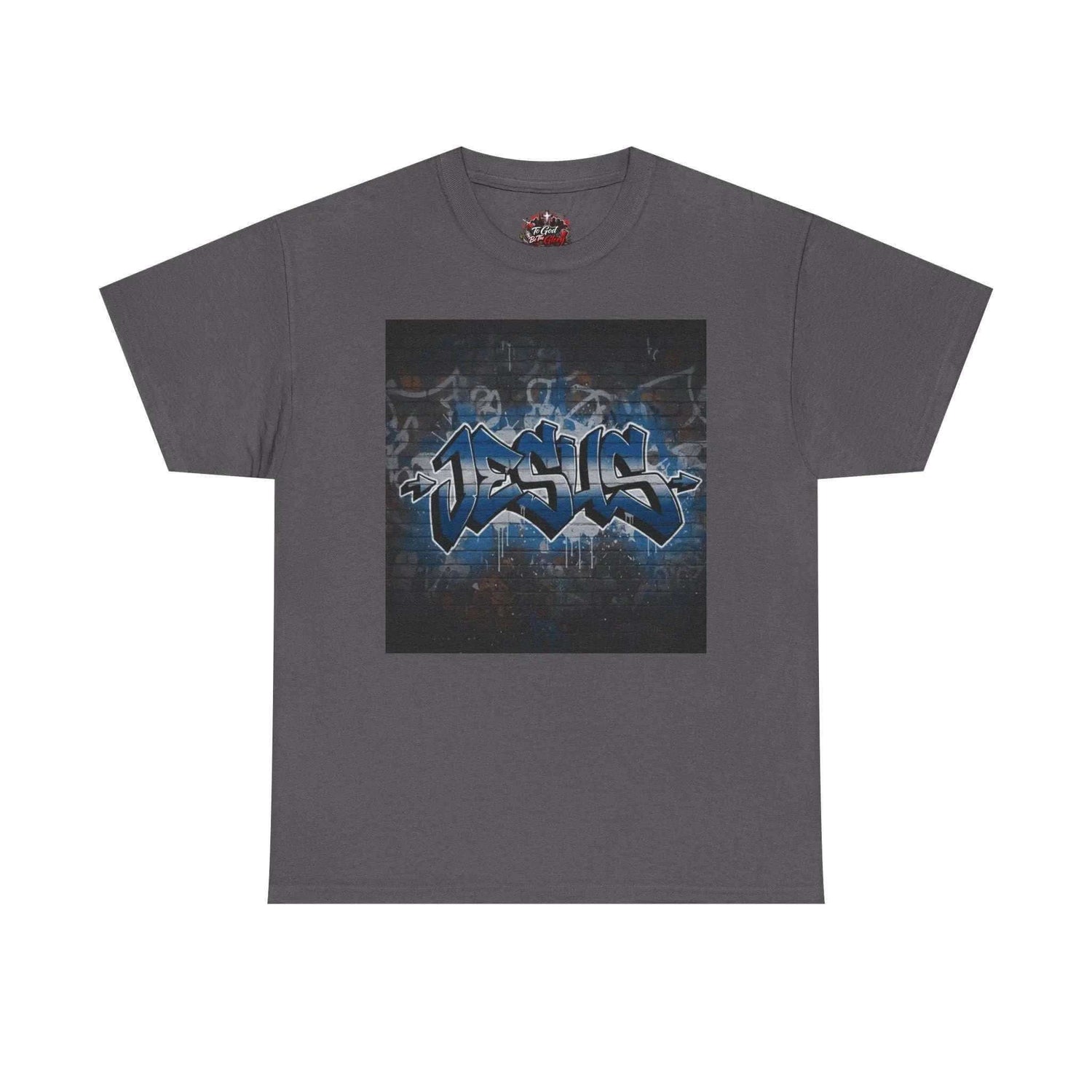 Graffiti Style Jesus Religious Tee T-Shirt Printify Charcoal S