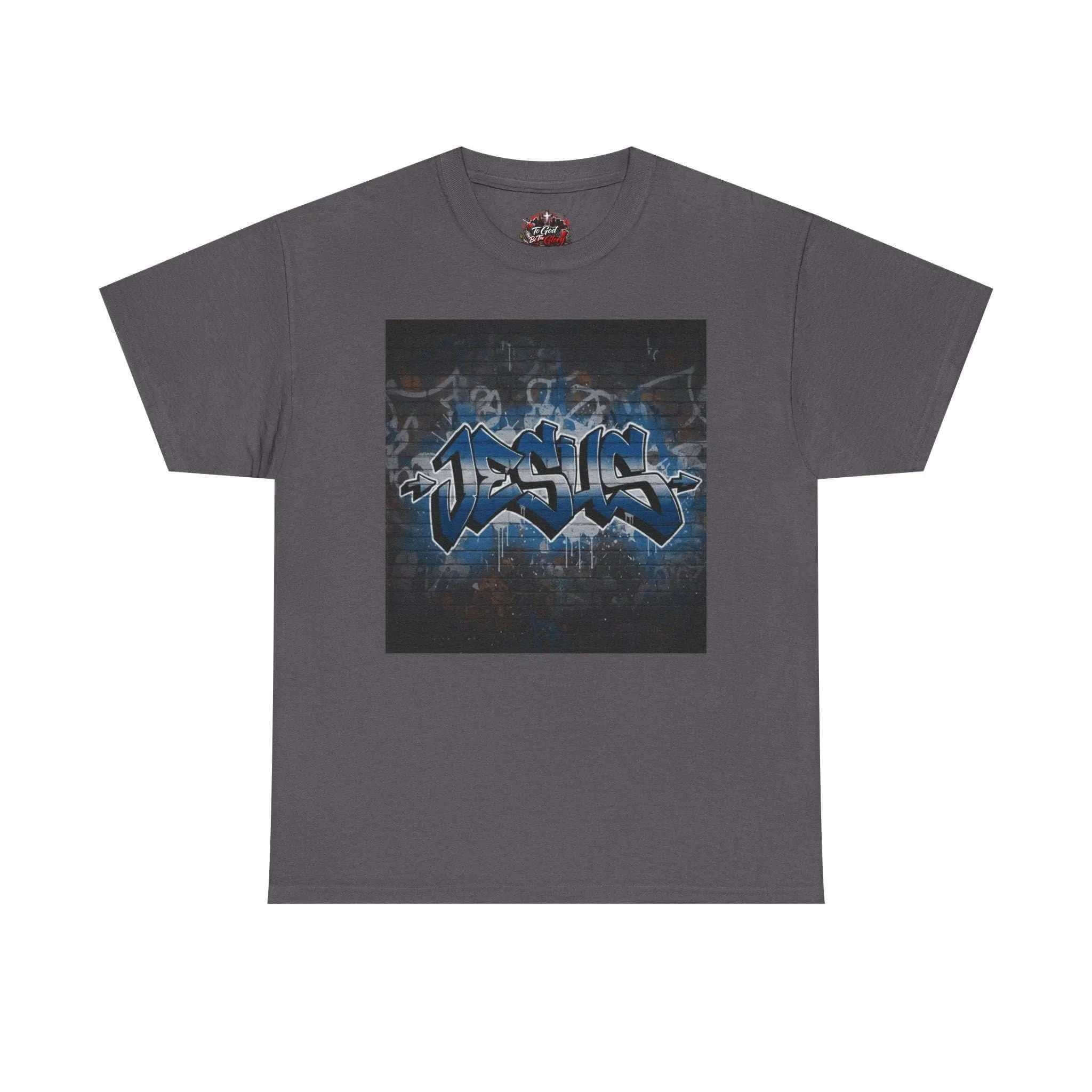 Graffiti Style Jesus Religious Tee T-Shirt Printify Charcoal S