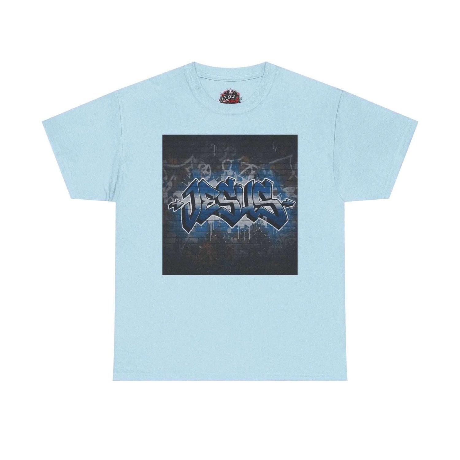 Graffiti Style Jesus Religious Tee T-Shirt Printify Light Blue S