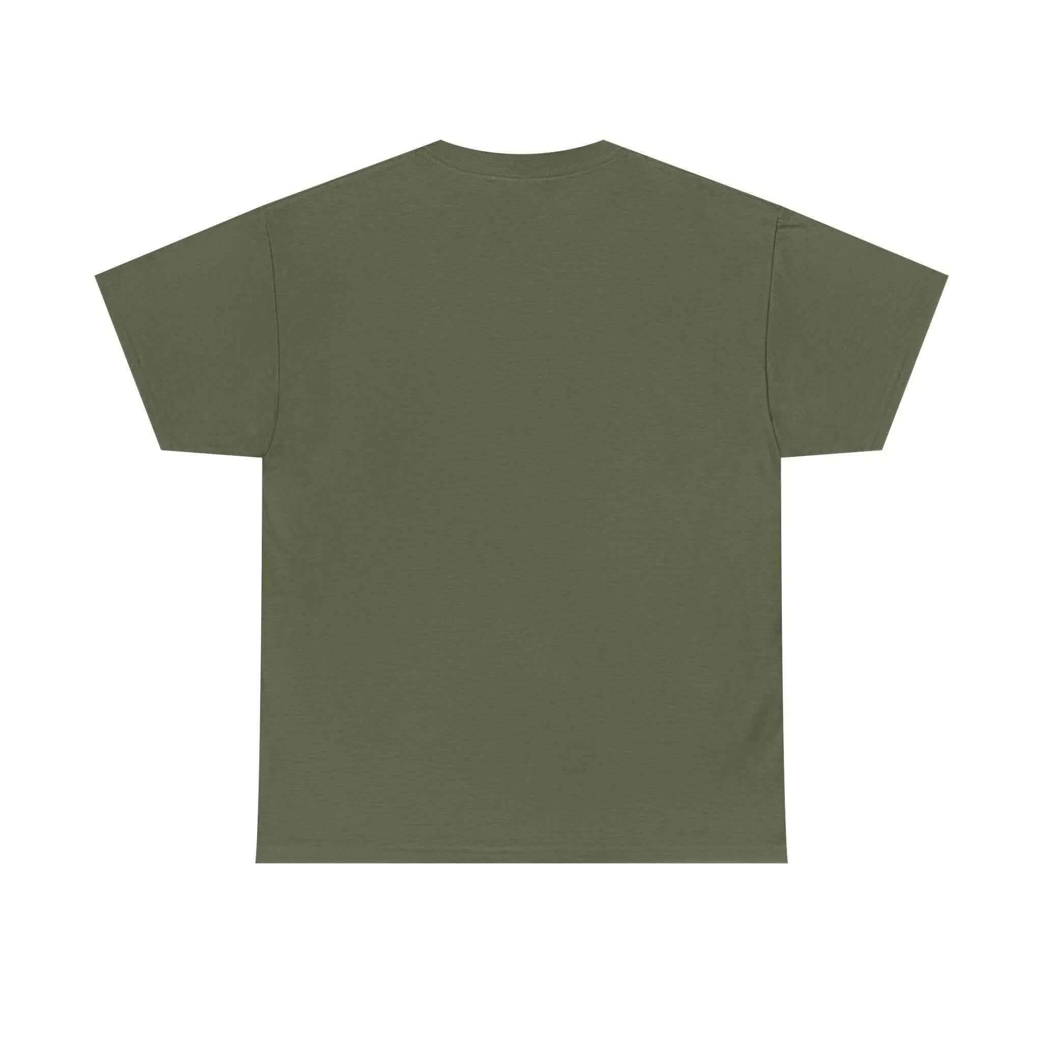 Back view of the Jesus Saves Graffiti T-Shirt in olive green, showcasing premium and comfortable fabric.
