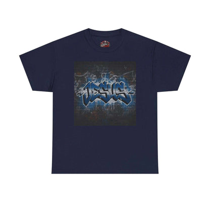 Graffiti Style Jesus Religious Tee T-Shirt Printify Navy S