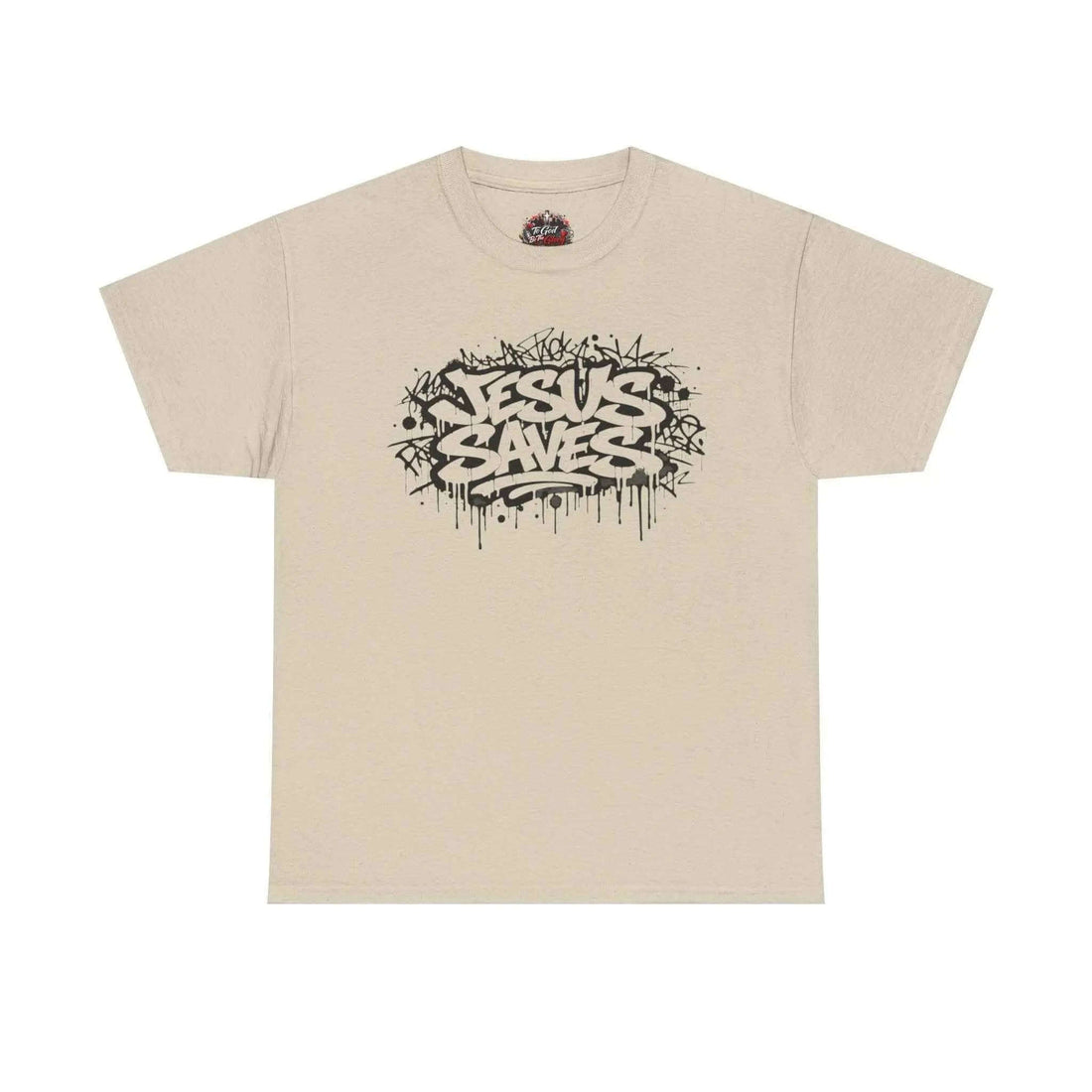 Jesus Saves Graffiti T-Shirt T-Shirt Printify Sand S