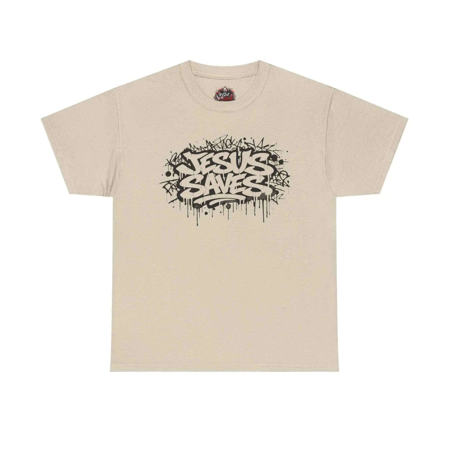 Jesus Saves Graffiti T-Shirt T-Shirt Printify Sand S