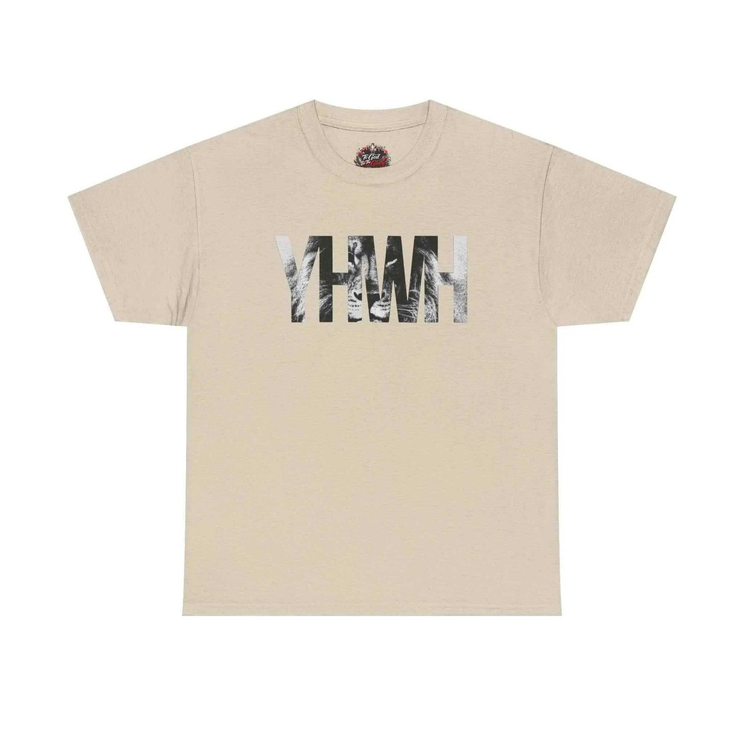 YHWH Marble Text T-Shirt — Minimalist Religious Faith Tee T-Shirt Printify Sand S