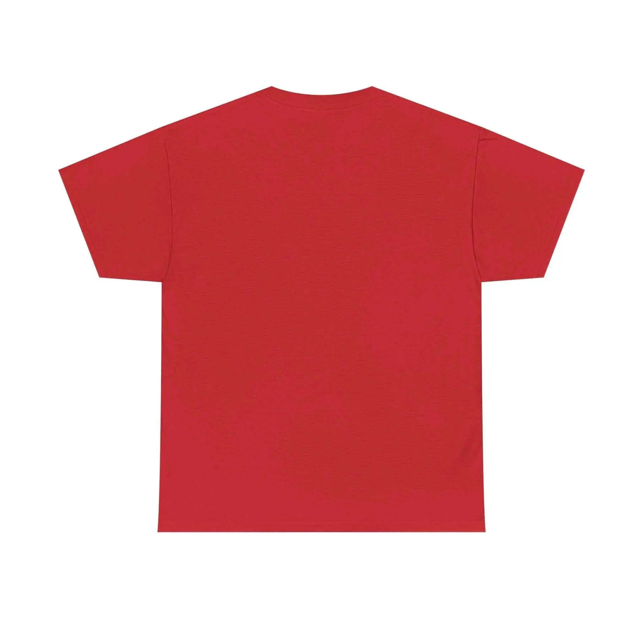 Back view of the Jesus Saves Graffiti T-Shirt in vibrant red color showcasing its classic fit and quality design.