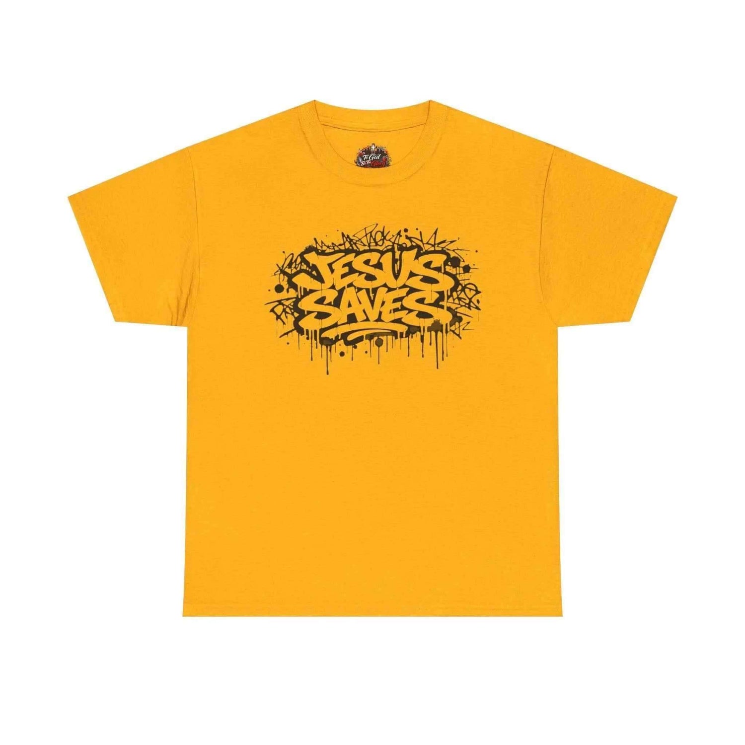 Jesus Saves Graffiti T-Shirt T-Shirt Printify Gold S