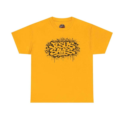 Jesus Saves Graffiti T-Shirt T-Shirt Printify Gold S