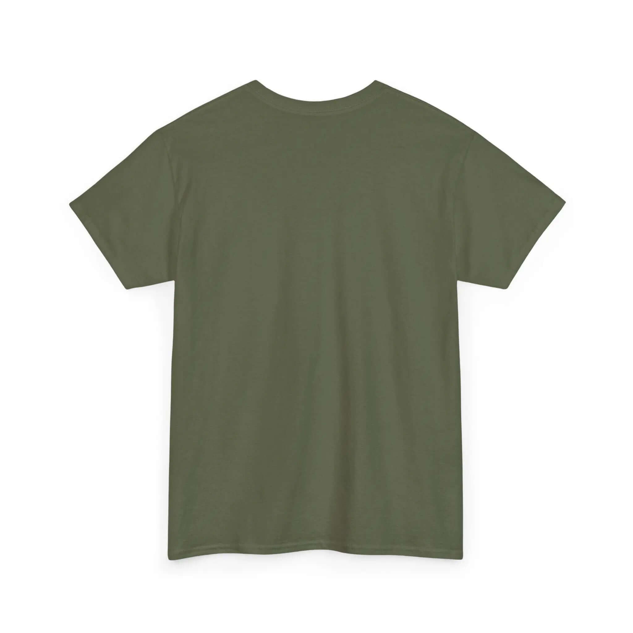 Back view of the All For His Glory TShirt — Christian Faith Graphic Tee in olive green.